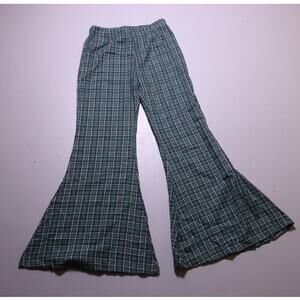 princess polly plaid bell bottom pants green womens 10